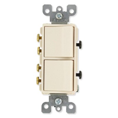 Leviton Decora 3-Way Combination Wall Switch (Dual Switch), Light Almond